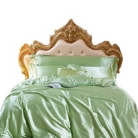 Anyhouz Beddings Sage Green AU Double Size 3 Pcs High End Satin Smooth Duvet Cover Set Luxury Polyester Silky Soft Cozy Bedding Set