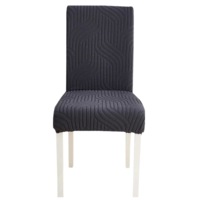 Anyhouz Chair Cover Dark Grey Linear Design with Anti-Dirt and Elastic Material for Dining Room Kitchen Wedding Hotel Banquet Restaurant