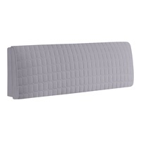Anyhouz Headboard Cover Light Gray Cube Pattern Super Soft Smooth Quilted Velvet Bed Back Dust Protector Cover 180x70cm