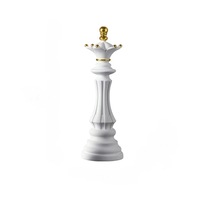 Anyhouz Home Figurine Chess Piece White Queen Medium Resin for Living Room Desktop Decoration Accessories Gifts