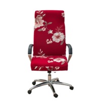 Anyhouz Office Chair Cover Red Floral Large Non-Slip Rotating Seat Case Universal Armrest Chair Protector