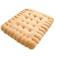 Anyhouz Plush Pillow Light Brown Square Biscuit Shape Stuffed Soft Pillow Seat Cushion Room Decor