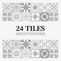 Anyhouz Wallpaper Gray 20cmx20cm 24 Pcs Modern Retro Style PVC Tile Stickers Waterproof Self Adhesive Wall Home Decor