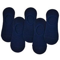 Anysox 5 Pairs Navy Blue Size 5-10 Fashion Socks High Quality Office Sports Business Long Socks Cotton Solid Colors Skateboard Knitted Casual