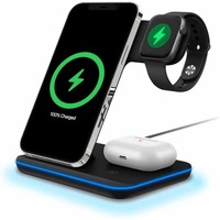 Tecguru 3-in-1 Wireless Charger, 15W Fast Wireless Charging Station for Smart Phone/iWatch/TWS Earphones, Compatible with iPhone 14-11 Series/XS/XR/X/8, Samsung S22-S21+(QC3.0 Adapter Included)