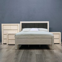 Coastal Upholstered 4 Pcs Tallboy Bedroom Suite