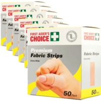 6x First Aiders Choice Premium Fabric Strips Extra Wide Bands Box 50