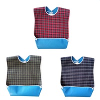 Adult Bib Plaid Print Large Washable For Elderly Senior and Disabled Eating - 3x