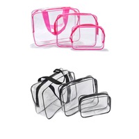 Cosmetic Makeup Toiletry Clear PVC Organizer Travel Wash Bag Holder Set - Set of 3