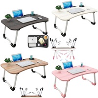 Laptop Stand Table Foldable Desk Computer Study Bed Adjustable Portable Cup Slot