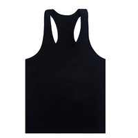Mens T Gym Vest Tank Y Bodybuilding Top Racer Back Cotton Man Men Singlet - Black