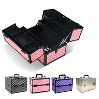 Portable Beauty Makeup Cosmetic Case Organizer Carry Bag Box Diamond with Strap