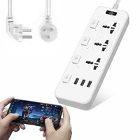 Power Strip Surge Protected Extension Lead 2 M, 3 Way Power Strip with 3 USB Slots, Multiple Plug Socket with Switches, for Home&Office&Travel