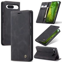 Caseme For Google Pixel 8A Case RFID Blocking Retro Flip Premium Leather Card Holder Wallet Cover (Black)