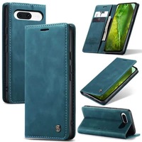 Caseme For Google Pixel 8A Case RFID Blocking Retro Flip Premium Leather Card Holder Wallet Cover (Cyan Blue)