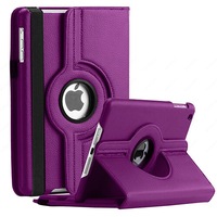 For Apple iPad 5th Gen Cover, iPad 5 Generation 9.7 2017 Leather Smart 360 Rotate Flip Stand Case Cover (Purple)