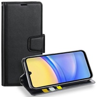For Samsung Galaxy A15 5G Case, Hanman Wallet Leather Flip Magnetic Stand Case Cover (Black)