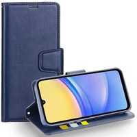 For Samsung Galaxy A15 5G Case, Hanman Wallet Leather Flip Magnetic Stand Case Cover (Navy Blue)