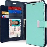 Goospery Apple iPhone 13 Pro Rich Diary Wallet Flip Case Leather Card Slots Magnetic Cover(Aqua) IP13P-RIC-MNT