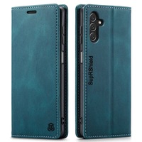 Samsung Galaxy A34 5G Case, SupRShield Wallet Leather Flip Magnetic Stand Case Cover (Cyan Blue)