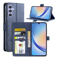 Samsung Galaxy A34 5G Case, SupRShield Wallet Leather Flip Magnetic Stand Case Cover (Navy Blue)