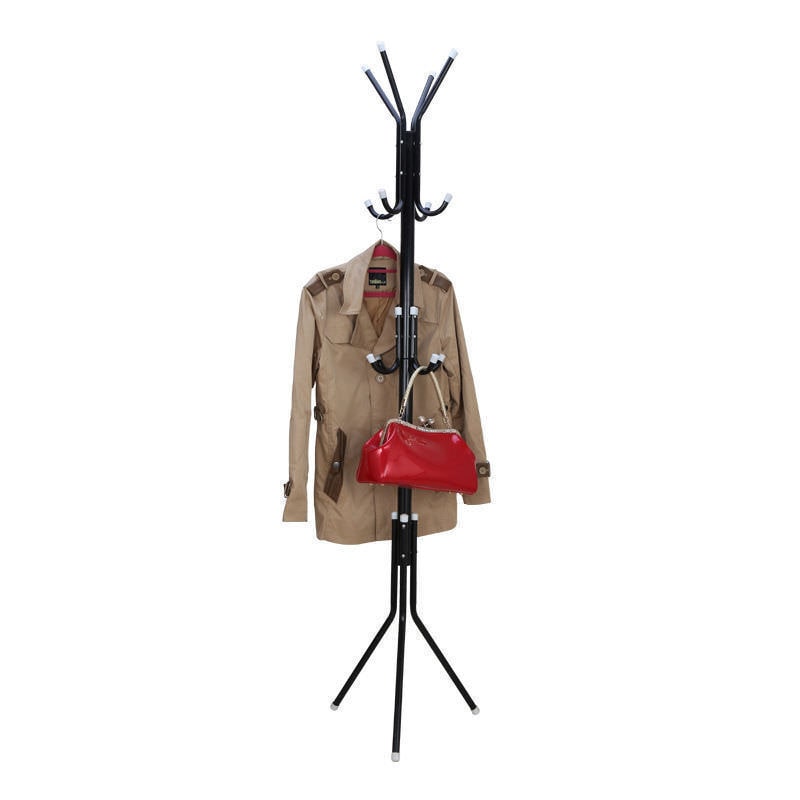 12 Hook 3-Tier Hat Coat Clothes Rack Tree Style Steel Hanger Umbrella Stand