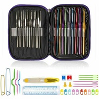124PCS Aluminum Crochet Hooks Kit Weave Yarn Knitting Needles Sewing Tools Case