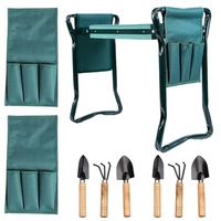 Garden Kneller Padded Pad Seat Stool 2 in1 Gardening Work & 6 TOOLS + 2 POUCHES
