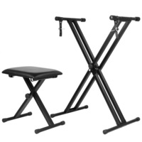 PORTABLE Adjustable Folding 3 Way Keyboard Piano Stool Seat Bench Chair&Keyboard Stand