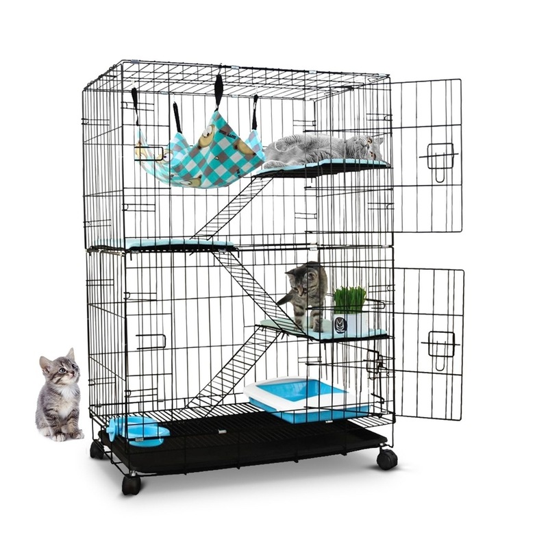 3-Level Pet Rabbit Bird Cage with Hammock – Black Unbranded