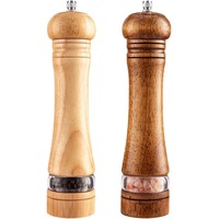 2PCS Premium Salt & Pepper Grinder Set, 8 Wood Mills, Adjustable Ceramic Core - Pack of 2
