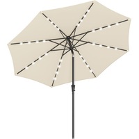 300cm Parasol with LED Solar Lighting, UV Protection, 32 LED Lights, 30° Bend for Garden, Patio, Pool - Beige