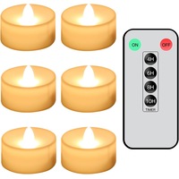 6 Pack Flameless LED Tealight Candles with Timer - Realistic Electric Fake Candles 