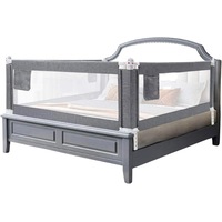 Adjustable Kids Bed Rail Set - 98cm Height, Queen Size, Grey