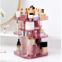 CARLA HOME 360 Rotating Large Capacity Makeup Organizer for Bedroom and Bathroom (Pink)