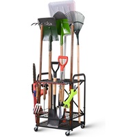 Garage Garden Tool Organizer with Wheels and Racks