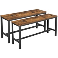 Set of 2 Table Benches InduStandrial Standyle Durable Metal Frame, 108 x 32.5 x 50 cm, RuStandic Brown 
