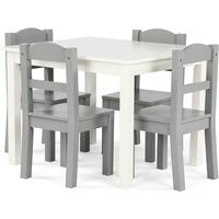 Springfield Kids Wood Table and 4 Chairs Set White Grey