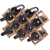 Wood Wine Rack Holder Storage for 10 bottles (Brown)