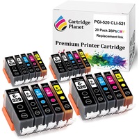 20 Pack (4BK,4PBK,4C,4M,4Y) Compatible Ink for Canon PGI-520 CLI-521 PGI520 CLI521 for Canon IP3600 IP4600 IP4700 MP540 MP550 MP560 MP620 MP630 MP640 MP980 MP990 MX860 MX870