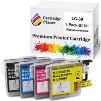 4 Pack (1BK,1C,1M.1Y) Compatible Ink for Brother LC-39 LC39 for Brother DCPJ125 DCPJ140W DCPJ315W DCPJ515W MFCJ220 MFCJ265W MFCJ410 MFCJ415W