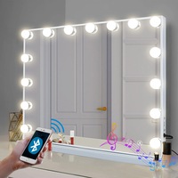 FENCHILIN Bluetooth Vanity Makeup Mirror With Lights Hollywood LED Mirrors with USB Charge Standing Wall 58x46cm