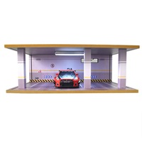 3 Parking Spaces Station Model Toy Car Scene Garage Storage Scene With Light 1:24 car model