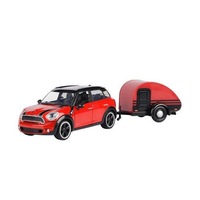 Motormax Licensed 1:24 Scale Mini Cooper S Countryman With Trailer Diecast Model Car Red & Black