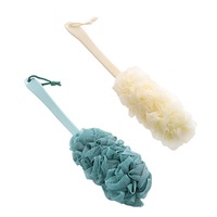Long Handle Bath Brush Soft Mesh Sponge Back Scrubber Body Puff Shower