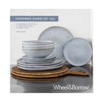Stoneware Dinner Set Light Blue 12 Piece