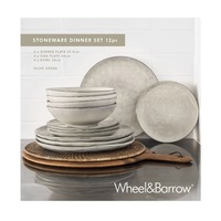 Stoneware Dinner Set Olive Green 12 Piece