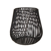 Iron Tealight Holder Matte Black Swirl 16x13cm