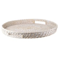 Rattan Tray White Wash Large 45x8cm