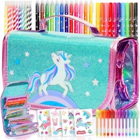 Amitié Lane Fruit Scented Markers Set in Unicorn Pencil Case - Perfect Unicorn Gifts For Girls or For Art and Craft Colouring